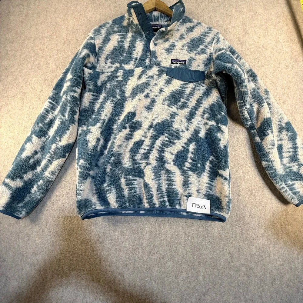 Patagonia Synchilla Snap-T Fleece Pullover Blue White Tie Dye‎ XS T1563